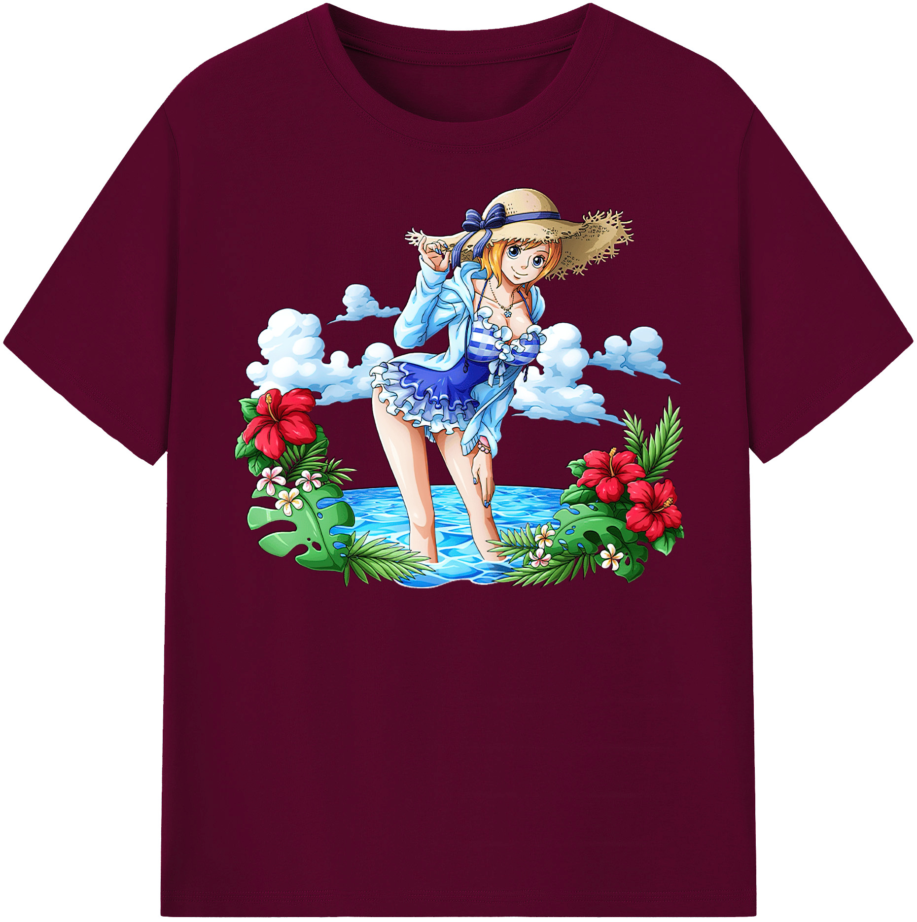 （画像用） ワンピース ナミ ONE PIECE Nami レディースカジュアルプリントTシャツ（綿100％）